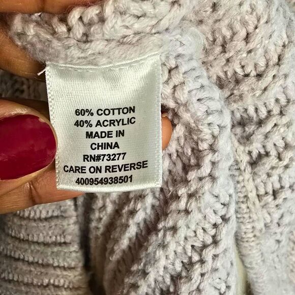 ELLE Cowl Neck Sweater Women’s Size Small Lilac Purple Cable Knit Relaxed Fit - Picture 5 of 13